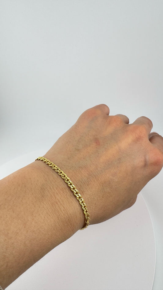 14K Solid Gold Curb Bracelet – Minimal Classic Chain