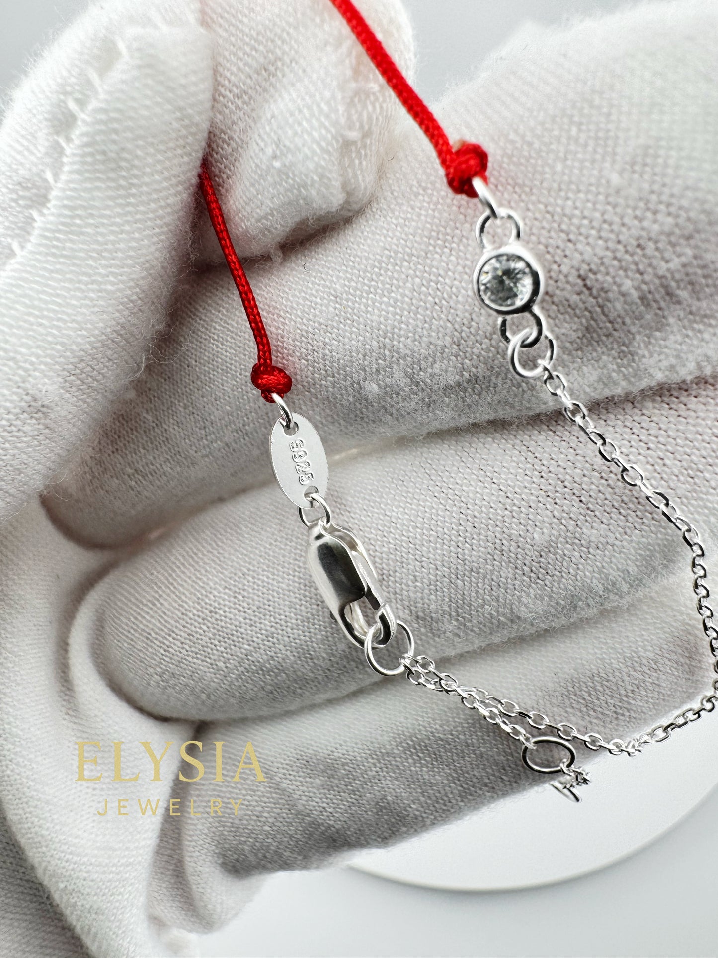 Red String Bracelet in 925 Sterling Silver