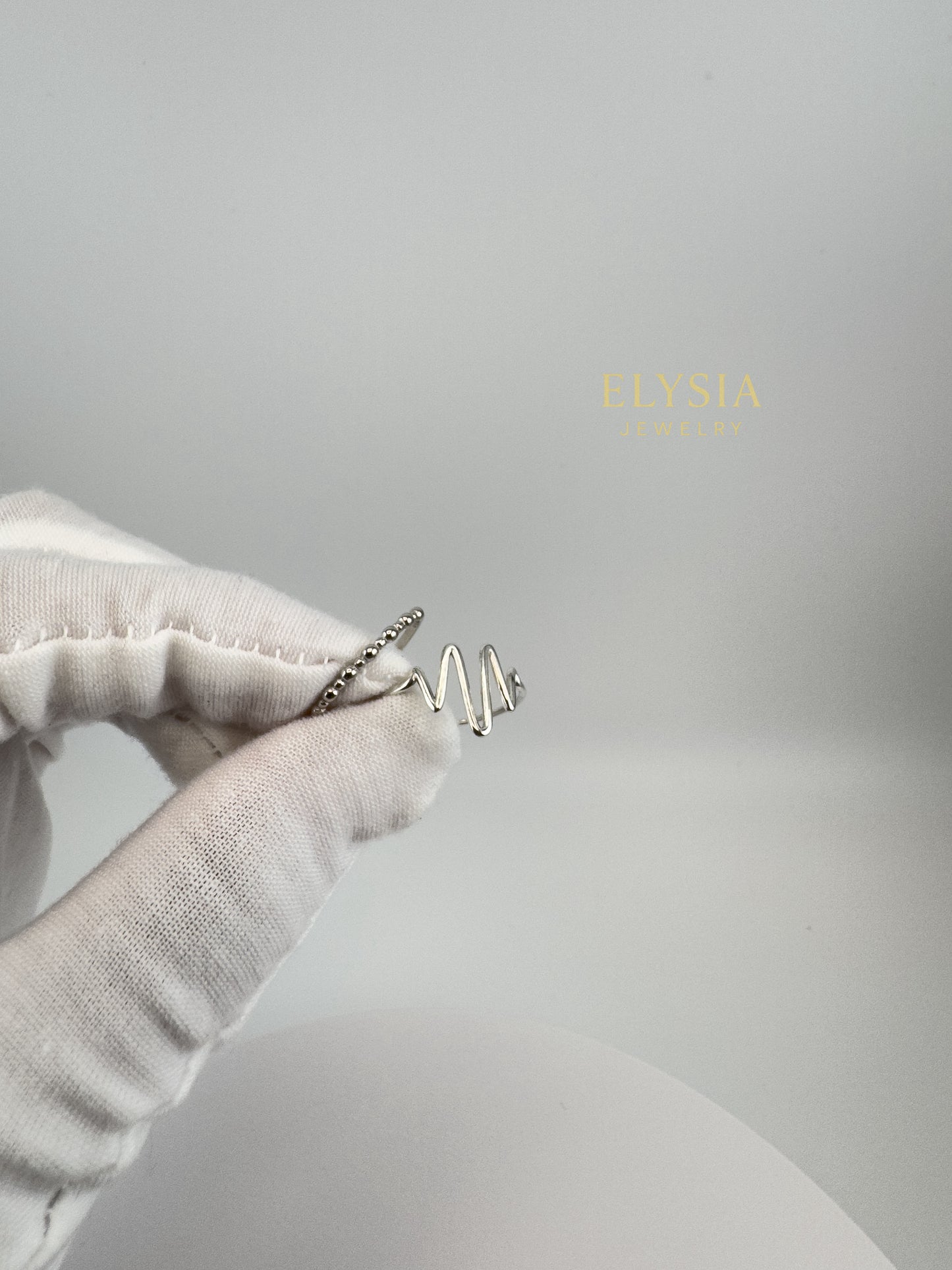 Silver Wave Duo Ring Set- Minimalist Adjustable Ring by Elysia Jewelry