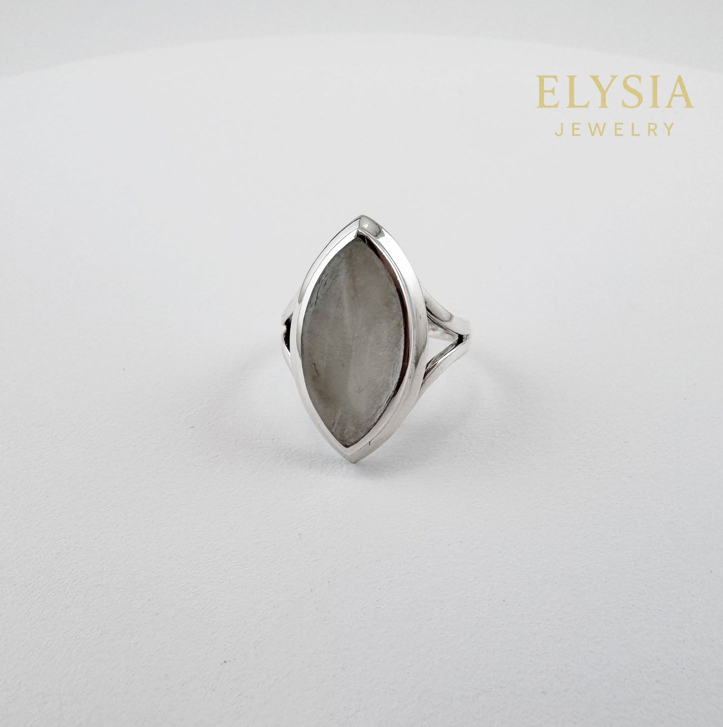 Gray Moonstone Statement Ring in Sterling Silver | Marquise Cocktail Ring