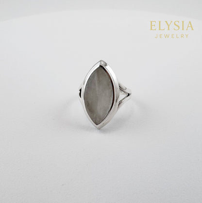 Gray Moonstone Statement Ring in Sterling Silver | Marquise Cocktail Ring