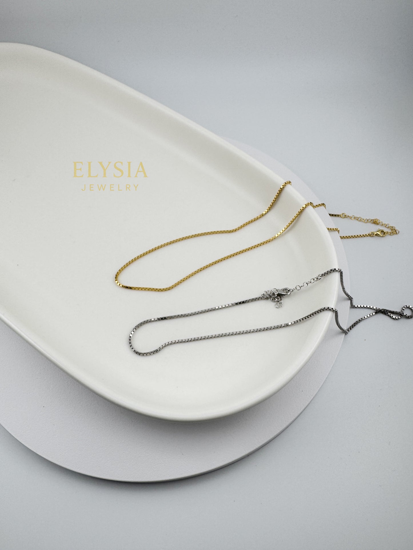 Minimalist Box Chain Necklace-Gold & Silver | Elysia Jewelry