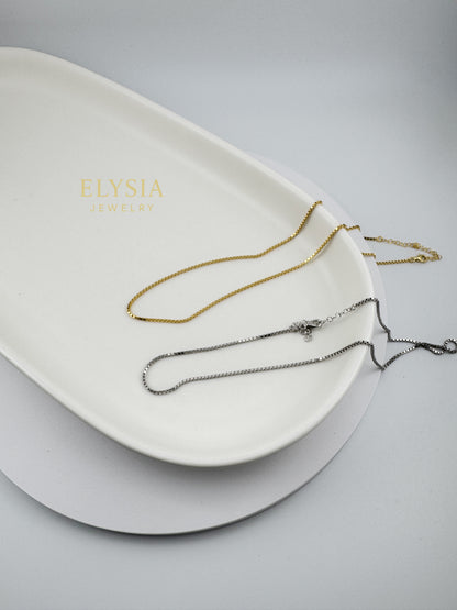 Minimalist Box Chain Necklace-Gold & Silver | Elysia Jewelry