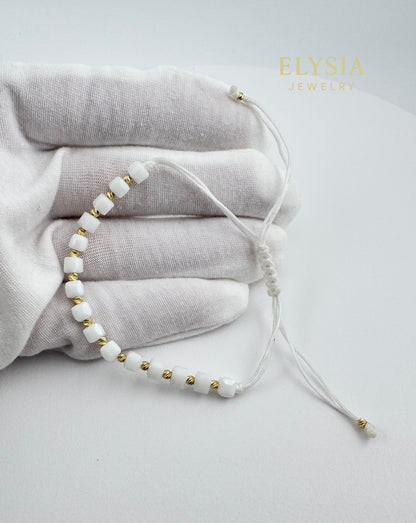14K Solid Gold Bead Bracelet – Adjustable Minimalist Fine Jewelry