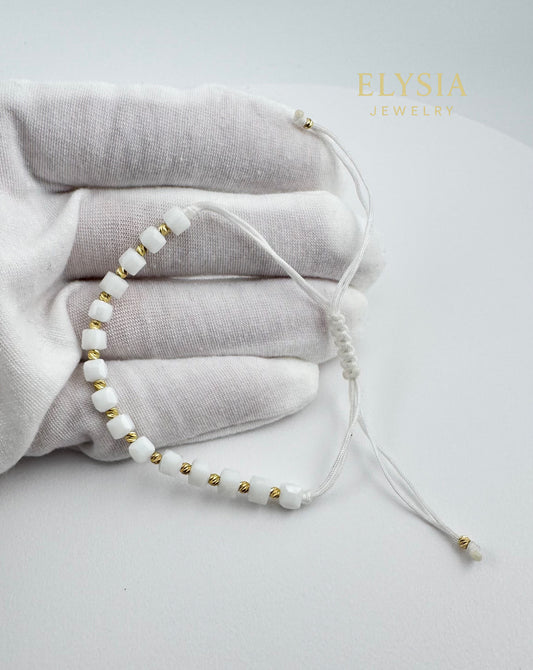 14K Solid Gold Bead Bracelet – Adjustable Minimalist Fine Jewelry