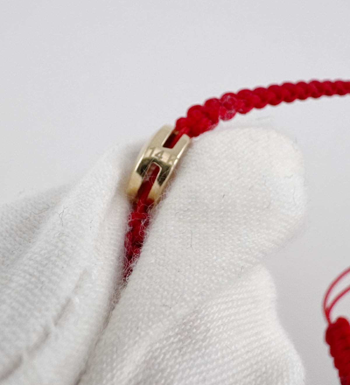 14K Solid Gold Red String Bracelet with Cubic Zirconia