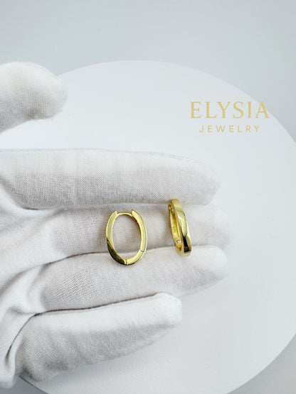 Minimal Oval Hoop Earrings – 925 Sterling Silver | Gold-Plated Option