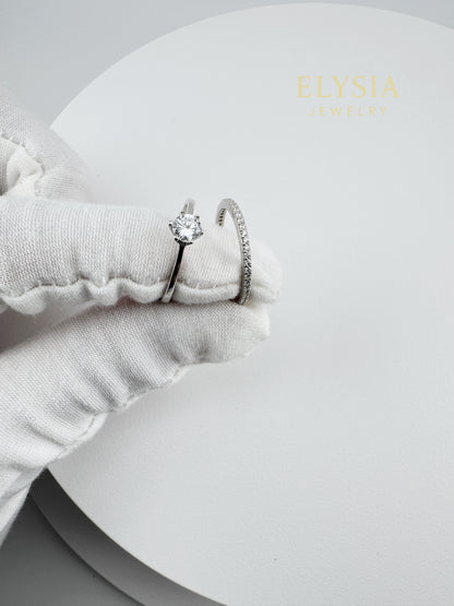 Elysia Duo Ring Set – 925 Silver & Gold Plated | Minimalist CZ Stack Rings