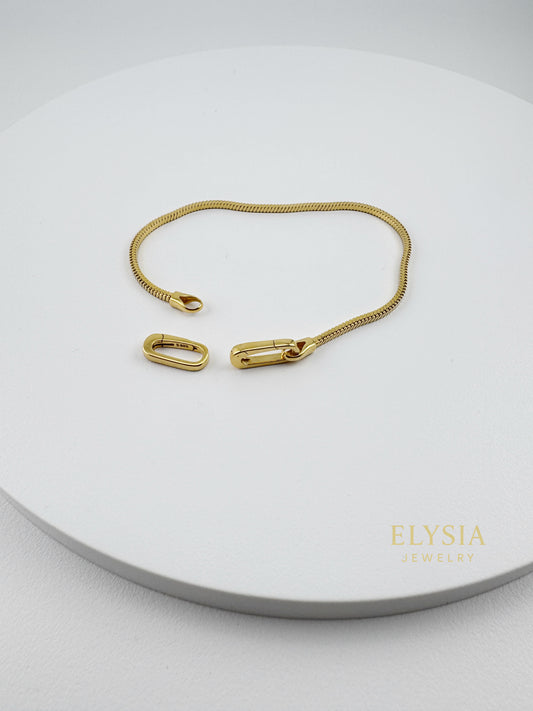 18K Gold Plated 925 Sterling Silver Snake Chain Bracelet — Paperclip Lock
