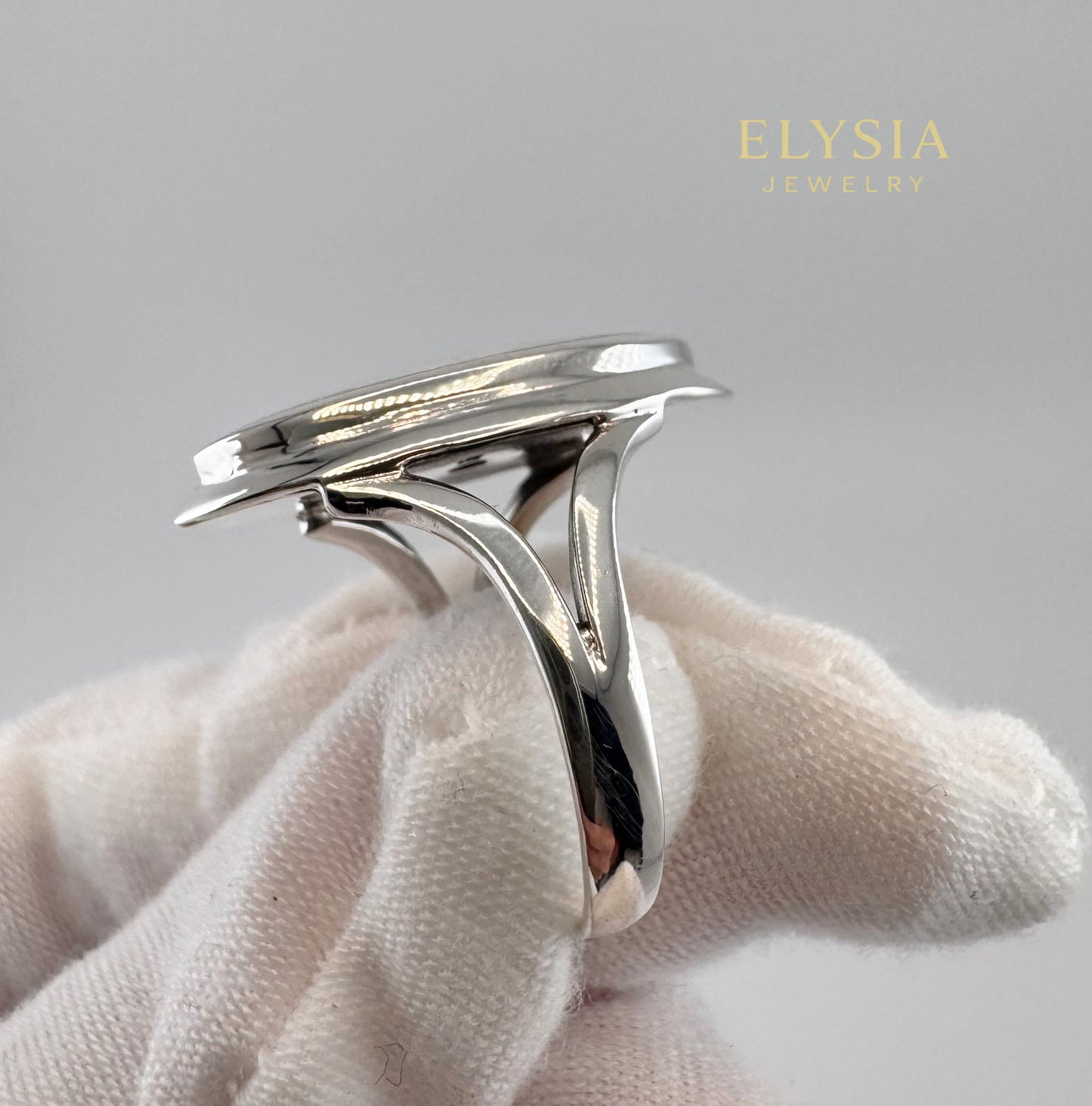 Gray Moonstone Statement Ring in Sterling Silver | Marquise Cocktail Ring