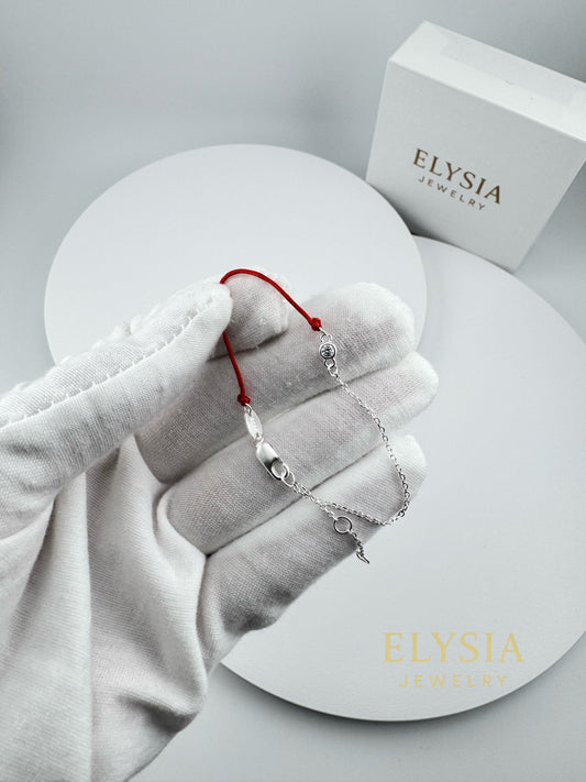 Red String Bracelet in 925 Sterling Silver