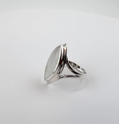 Gray Moonstone Statement Ring in Sterling Silver | Marquise Cocktail Ring