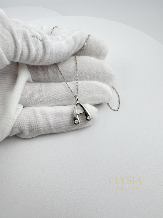 Personalized Letter Necklace — 925 Sterling Silver, Handcrafted, Rhodium Plated