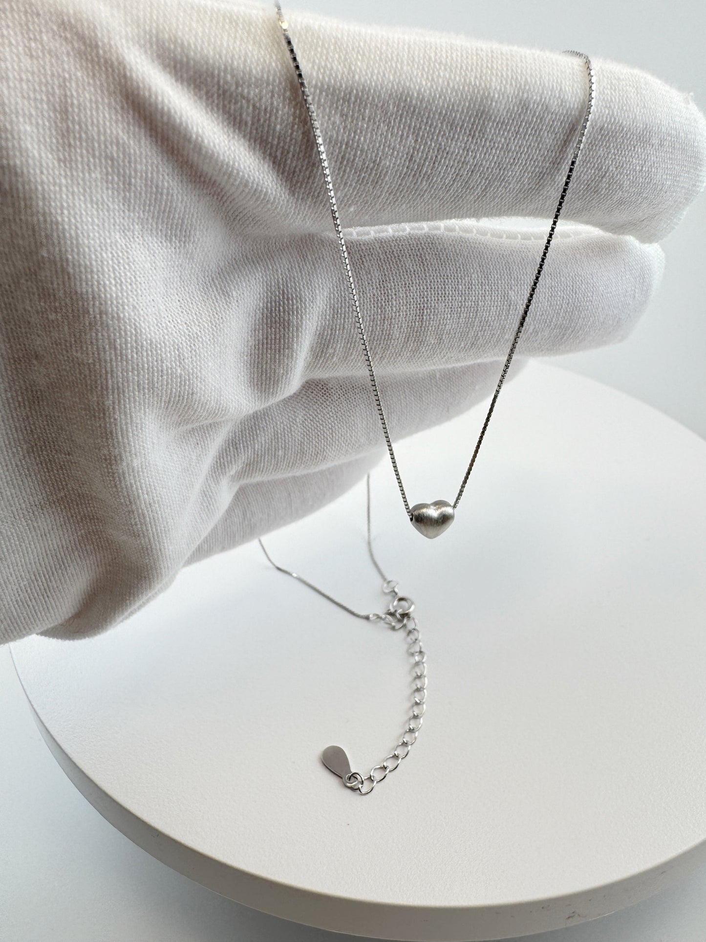 Elysia Heart Silver Necklace- 925 Sterling, Rhodium Plated, Adjustable 16+2in