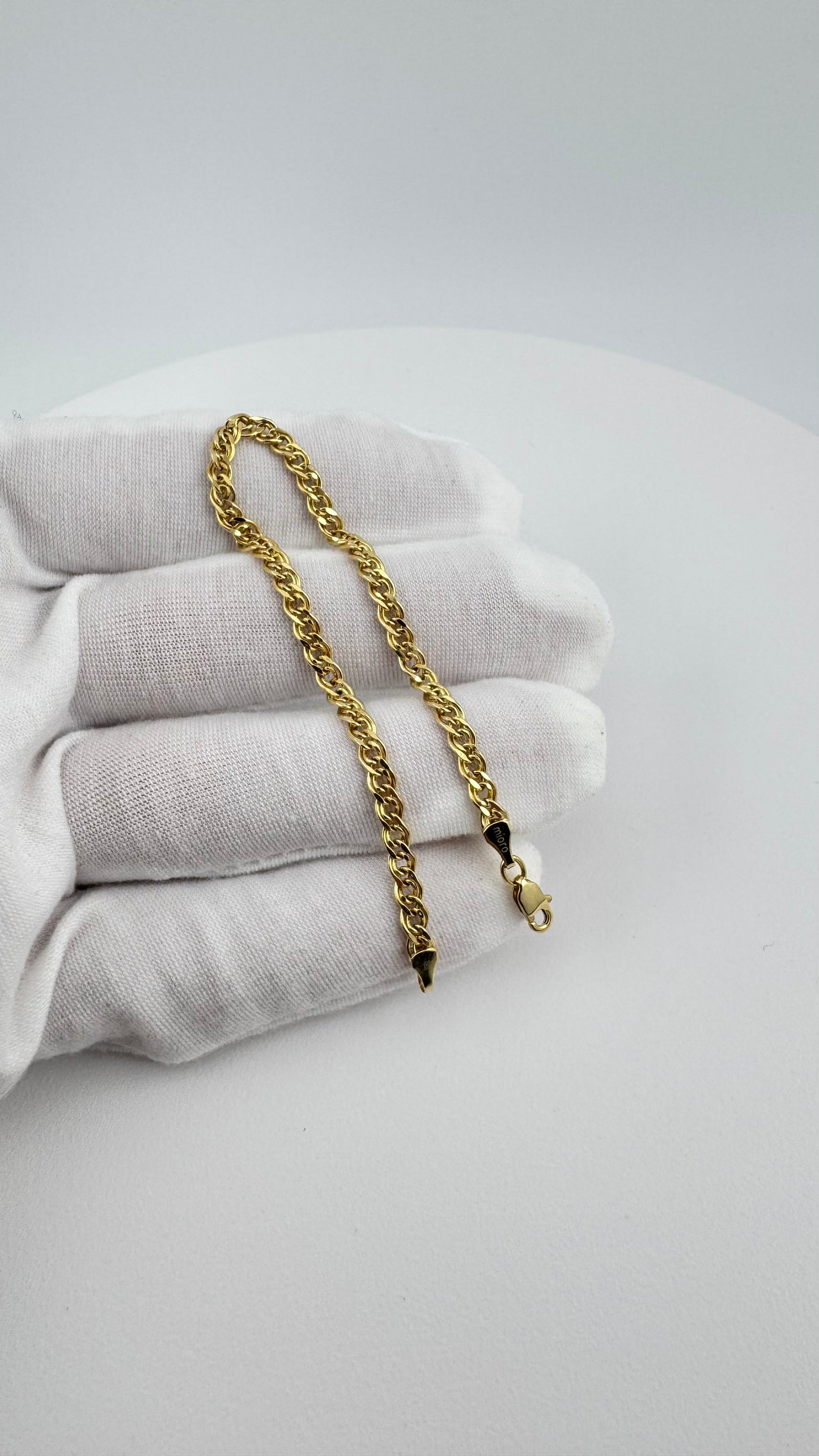 14K Solid Gold Curb Bracelet – Minimal Classic Chain