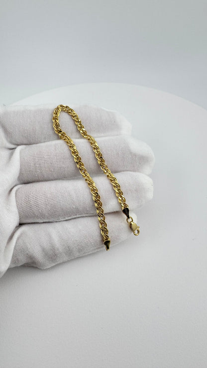 14K Solid Gold Curb Bracelet – Minimal Classic Chain