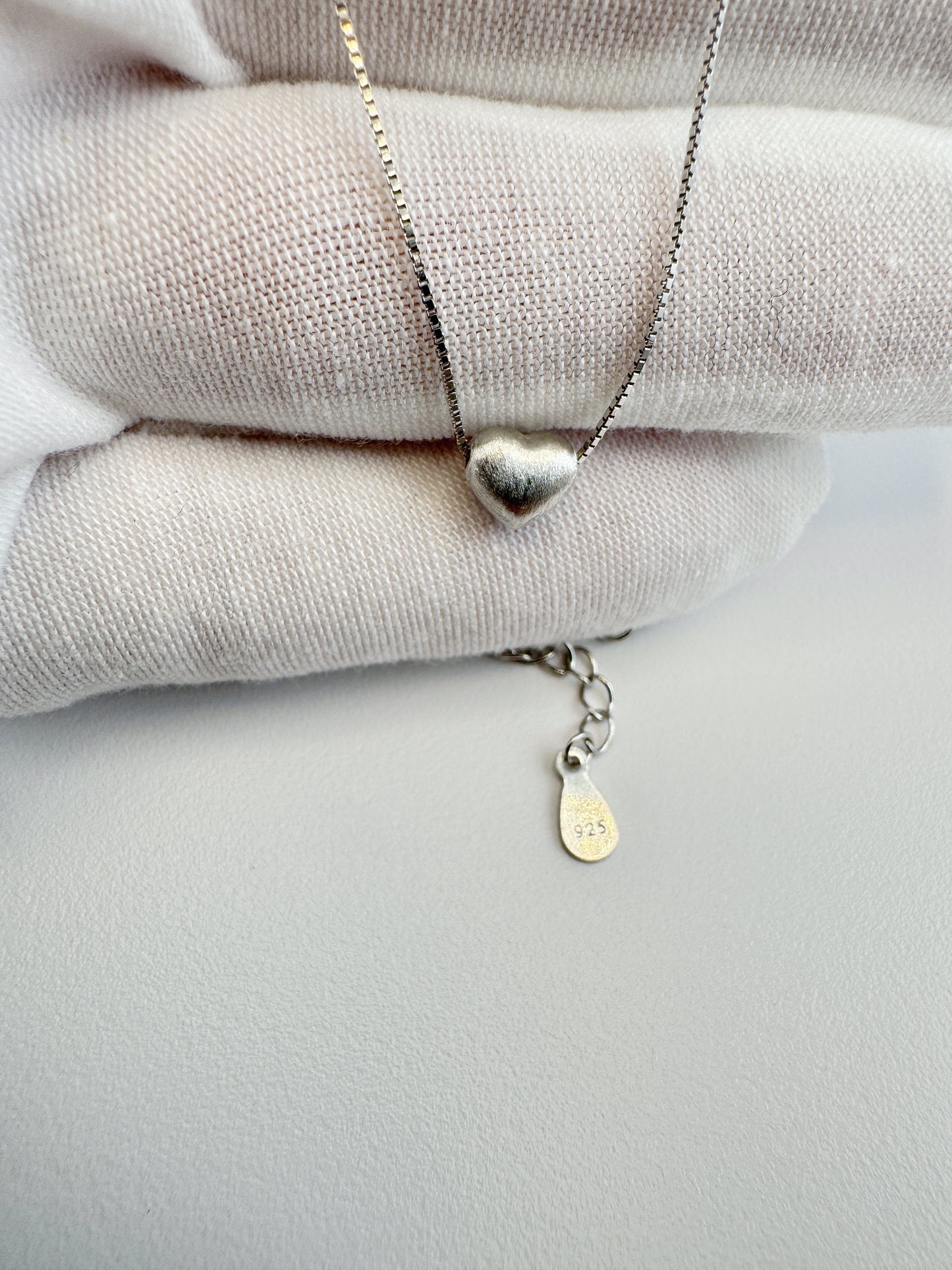 Elysia Heart Silver Necklace- 925 Sterling, Rhodium Plated, Adjustable 16+2in