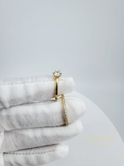 Elysia Duo Ring Set – 925 Silver & Gold Plated | Minimalist CZ Stack Rings