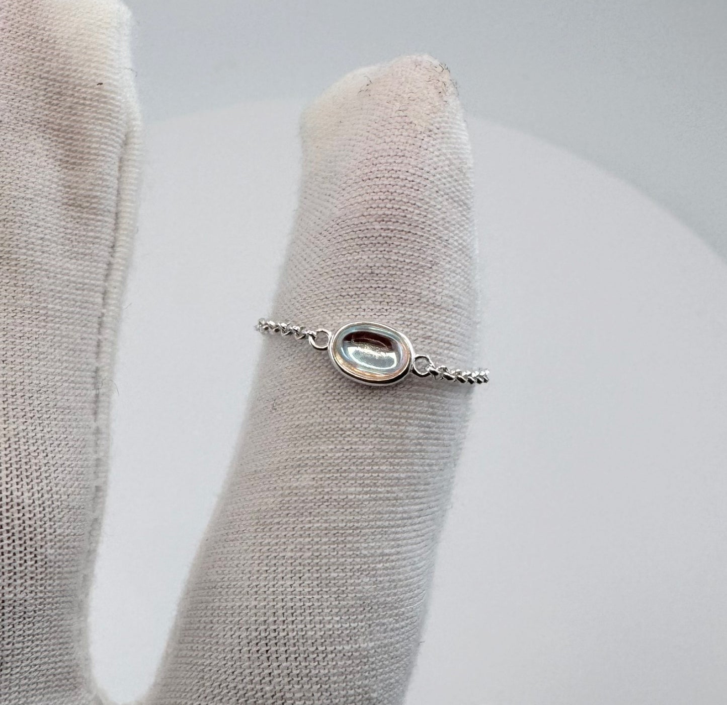 Moonstone Chain Ring – Adjustable 925 Sterling Silver Ring