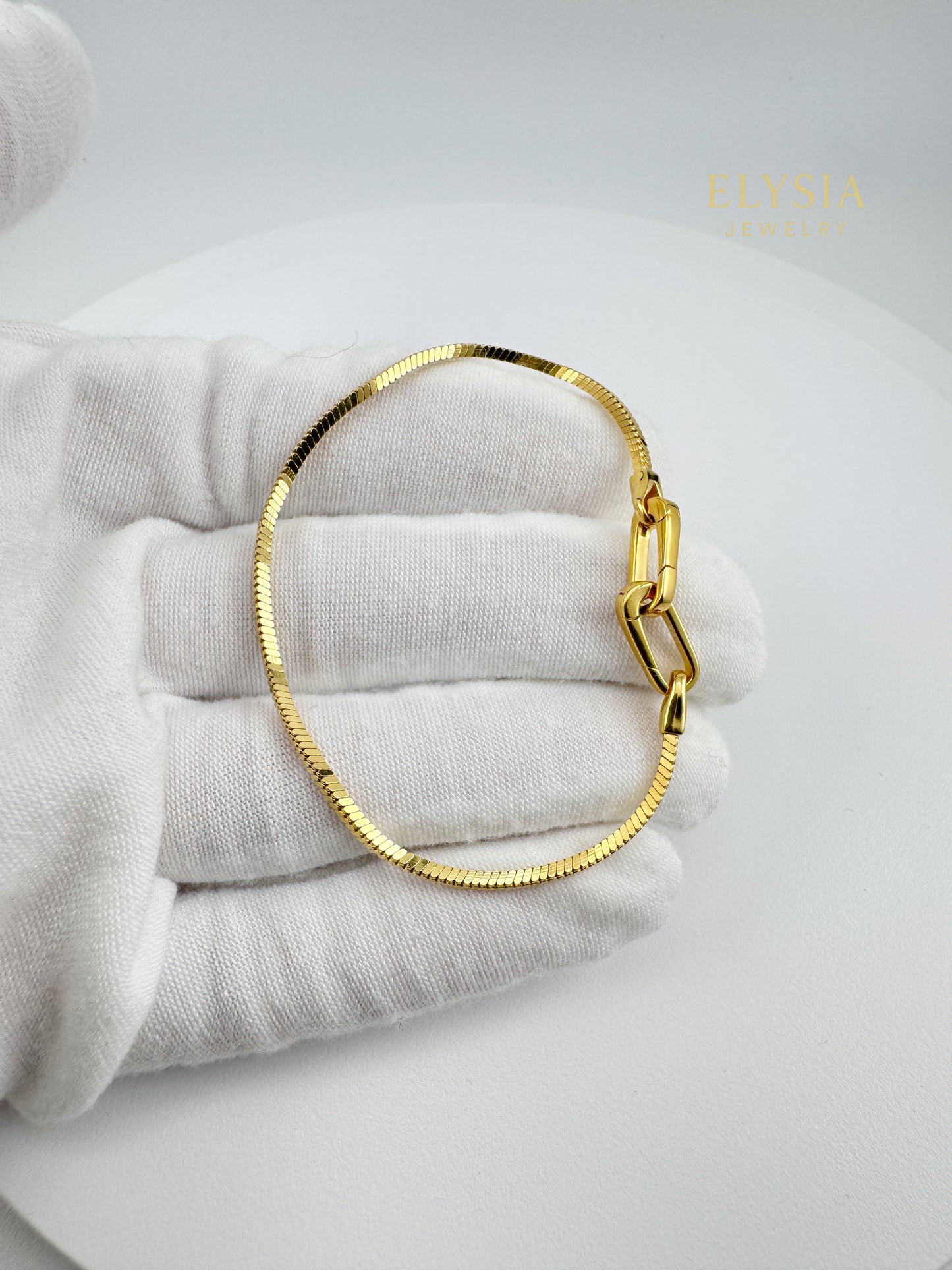 18K Gold Plated 925 Sterling Silver Snake Chain Bracelet — Paperclip Lock