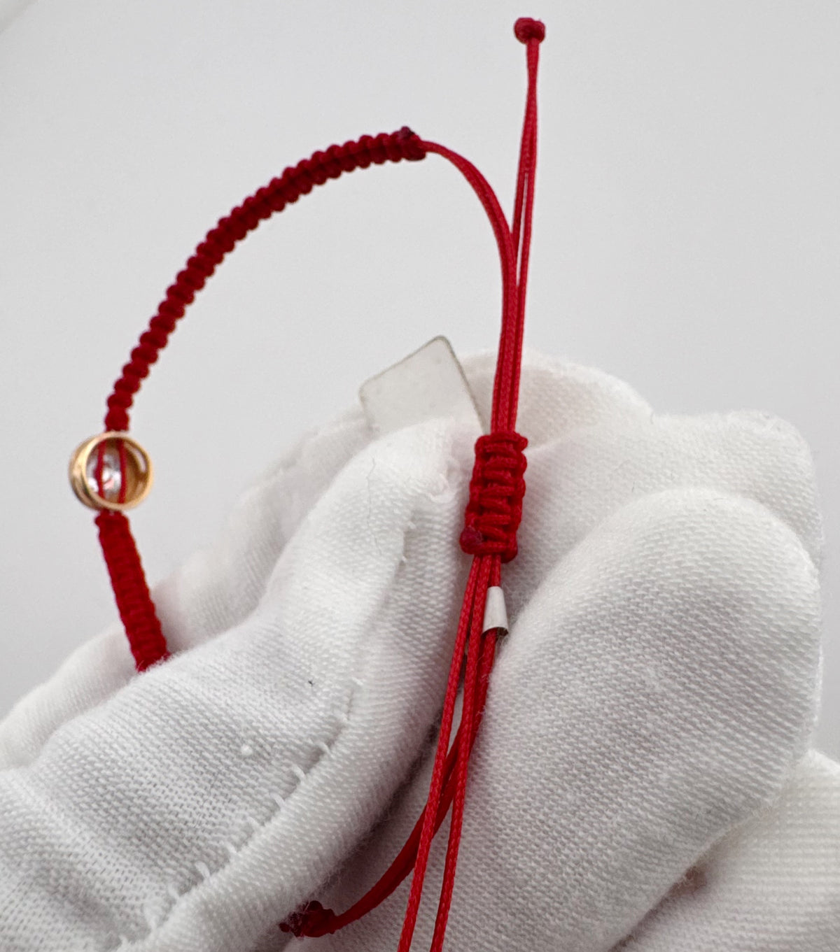 14K Solid Gold Red String Bracelet with Cubic Zirconia