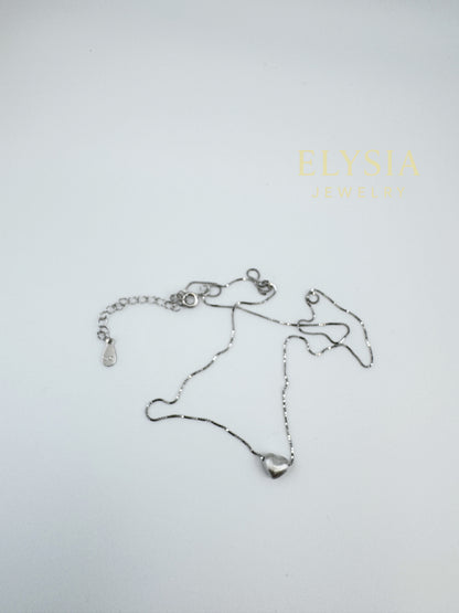 Elysia Heart Silver Necklace- 925 Sterling, Rhodium Plated, Adjustable 16+2in