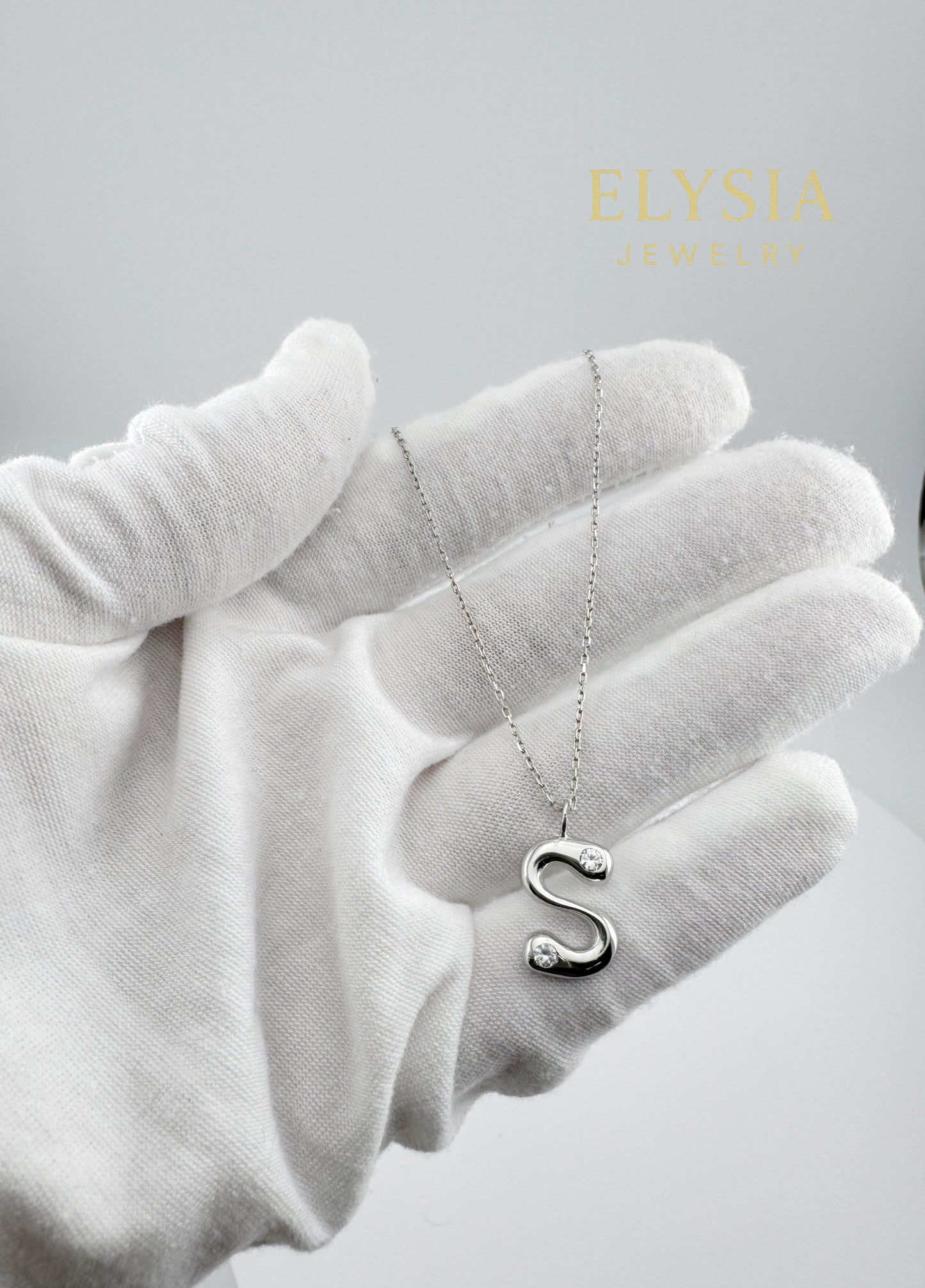 Personalized Letter Necklace — 925 Sterling Silver, Handcrafted, Rhodium Plated