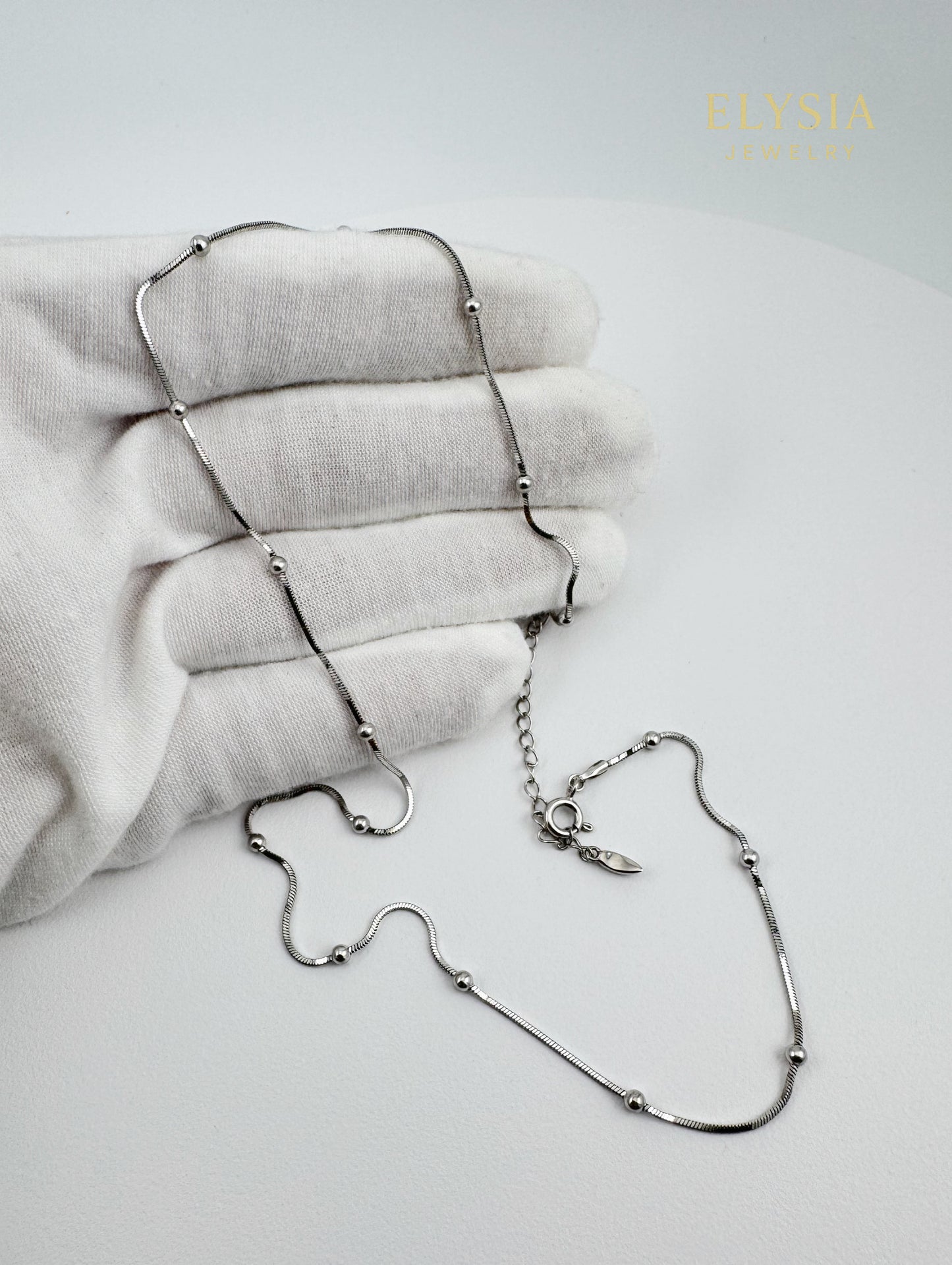 Minimal Snake Chain Necklace with Beads