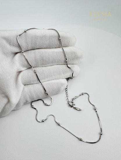 Minimal Snake Chain Necklace with Beads