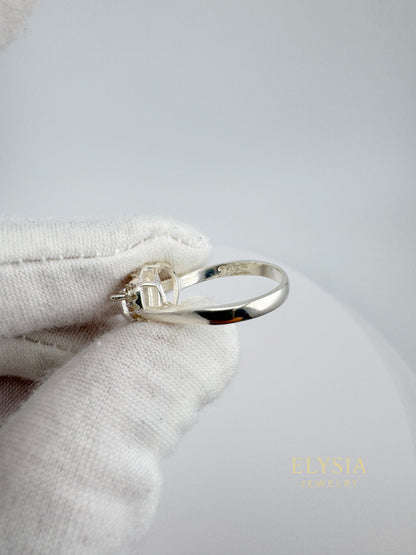 Heart-Shaped CZ Cocktail Ring – 925 Sterling Silver, Platinum Rhodium Plated