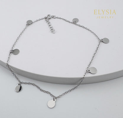 Sterling Silver Anklet – Dainty Disc Chain