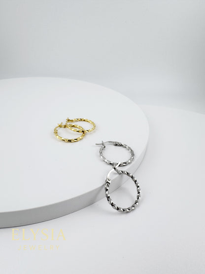Twisted Hoop Earrings — 925 Sterling Silver | Rhodium & 18K Gold Plated