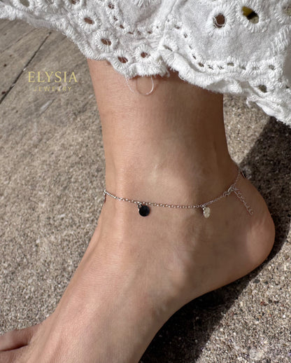 Sterling Silver Anklet – Dainty Disc Chain