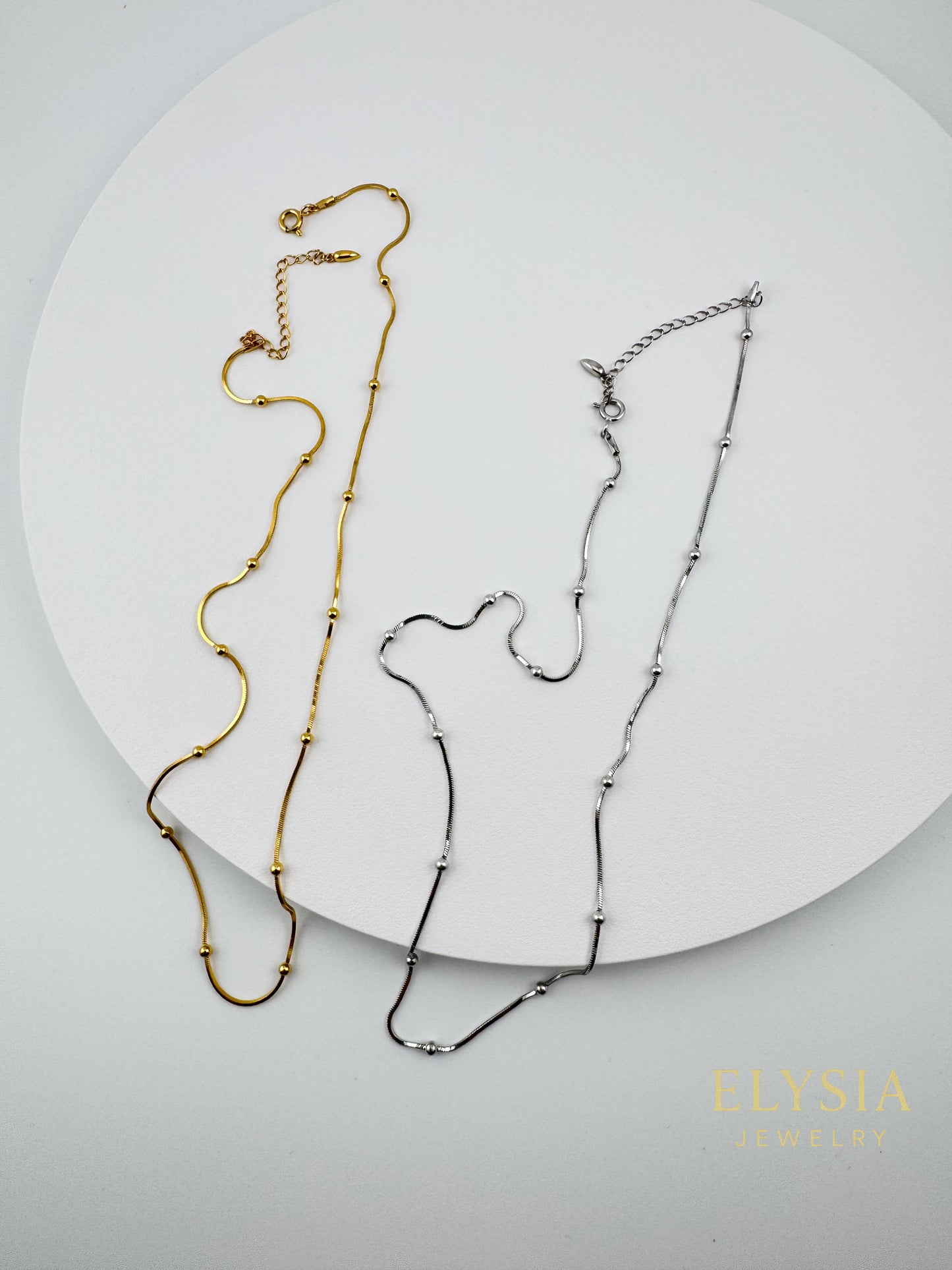 Minimal Snake Chain Necklace with Beads