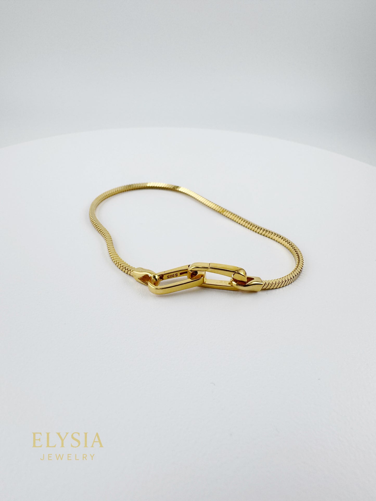 18K Gold Plated 925 Sterling Silver Snake Chain Bracelet — Paperclip Lock