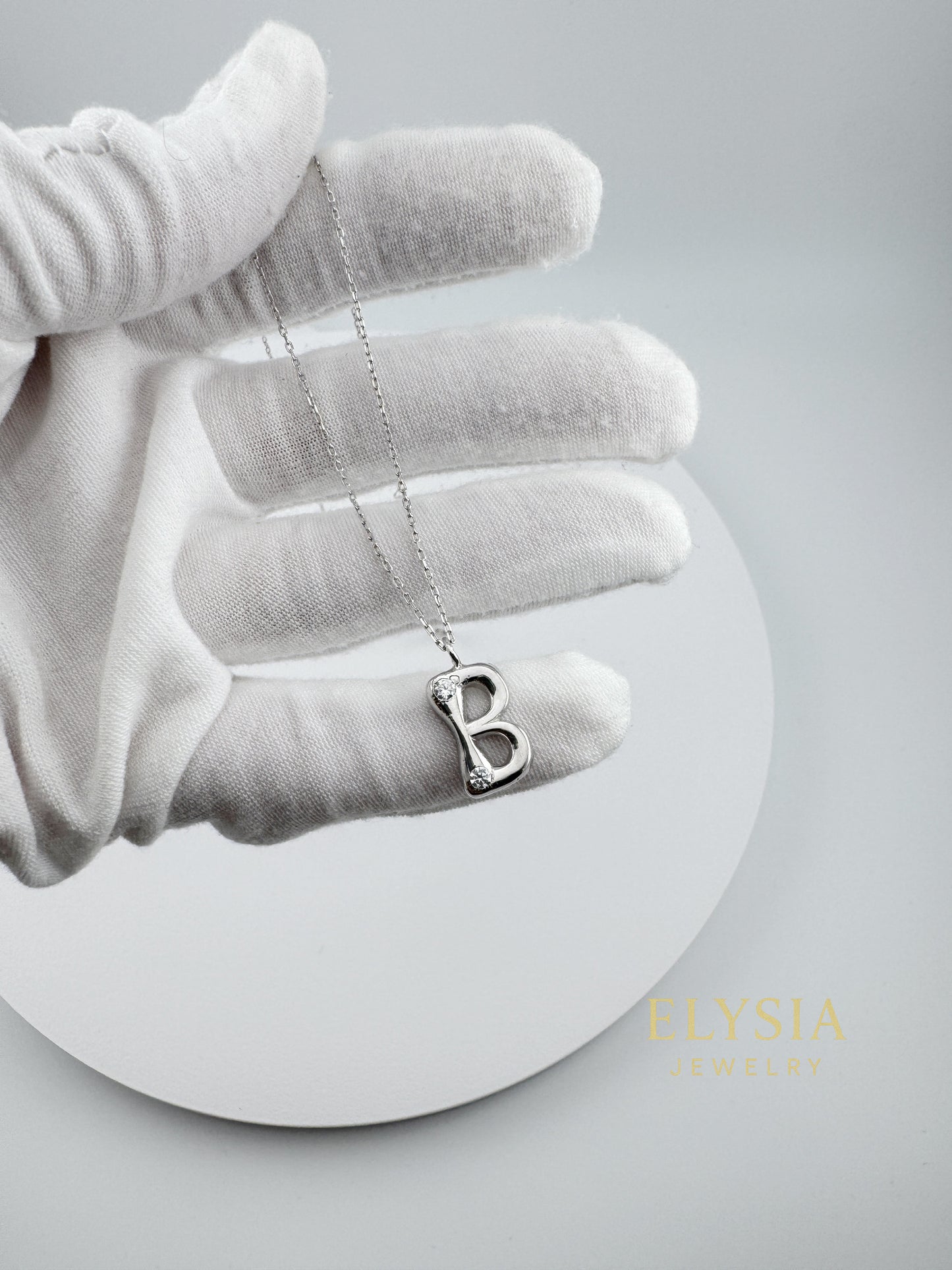 Personalized Letter Necklace — 925 Sterling Silver, Handcrafted, Rhodium Plated