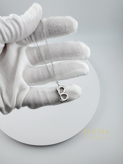 Personalized Letter Necklace — 925 Sterling Silver, Handcrafted, Rhodium Plated