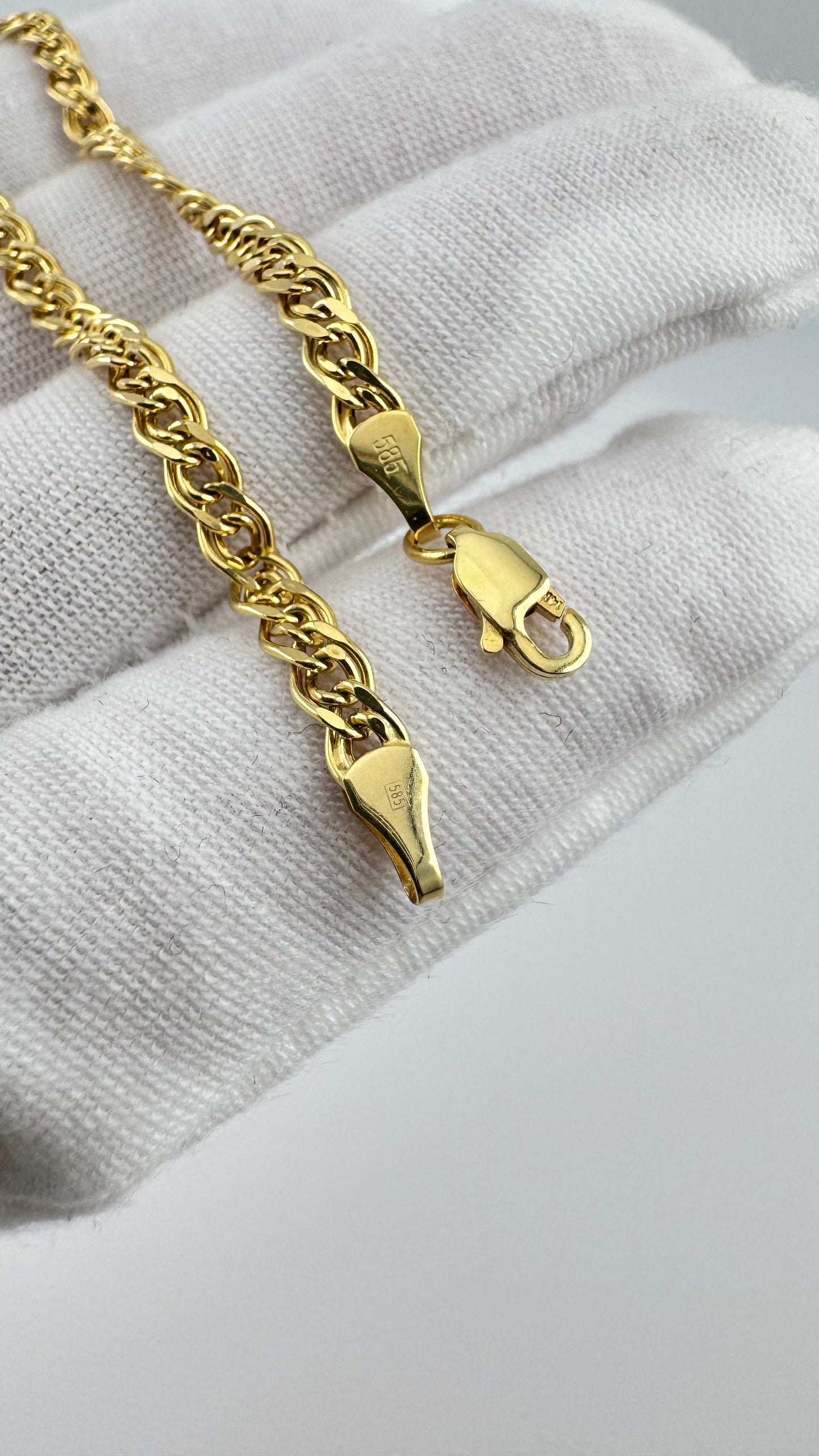14K Solid Gold Curb Bracelet – Minimal Classic Chain