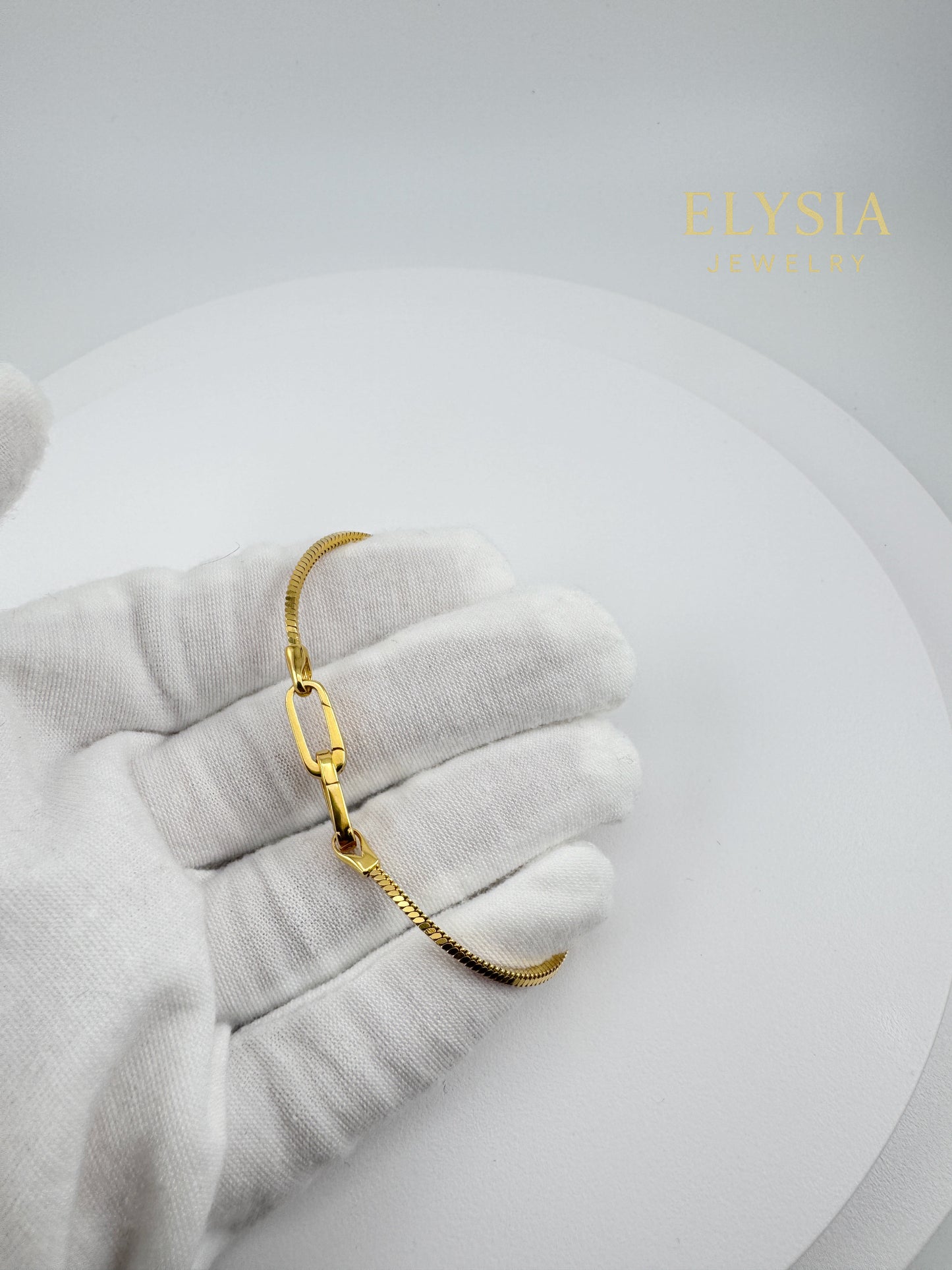 18K Gold Plated 925 Sterling Silver Snake Chain Bracelet — Paperclip Lock