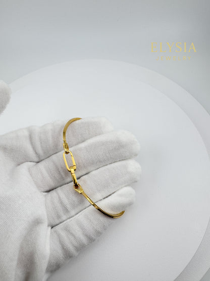 18K Gold Plated 925 Sterling Silver Snake Chain Bracelet — Paperclip Lock