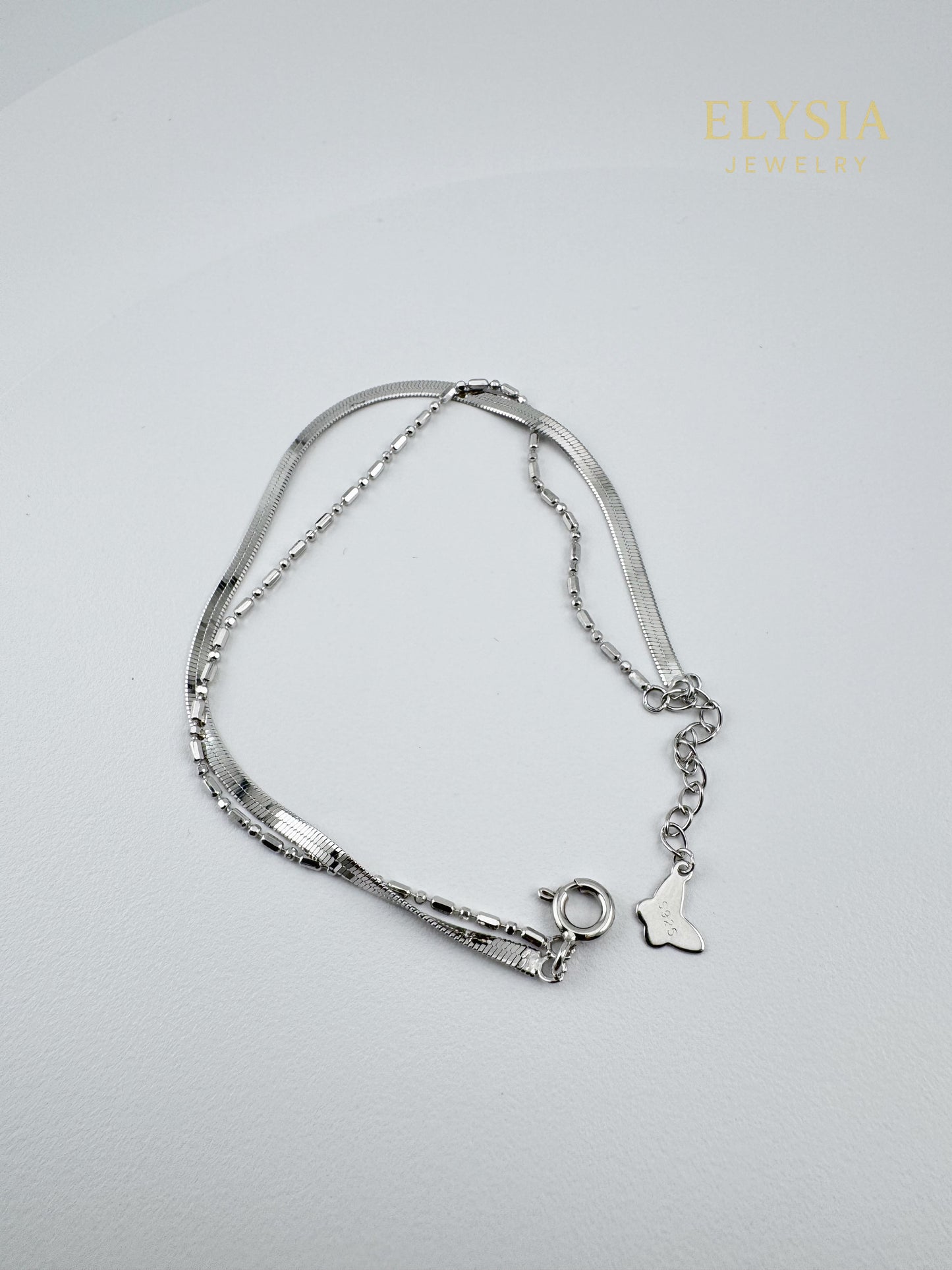 18K Gold Plated S925 Double-Layer Bracelet — Minimalist Snake & Bead Chain