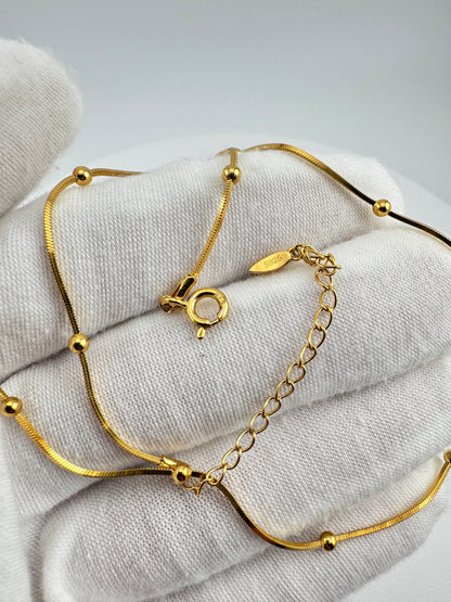 Minimal Snake Chain Necklace with Beads