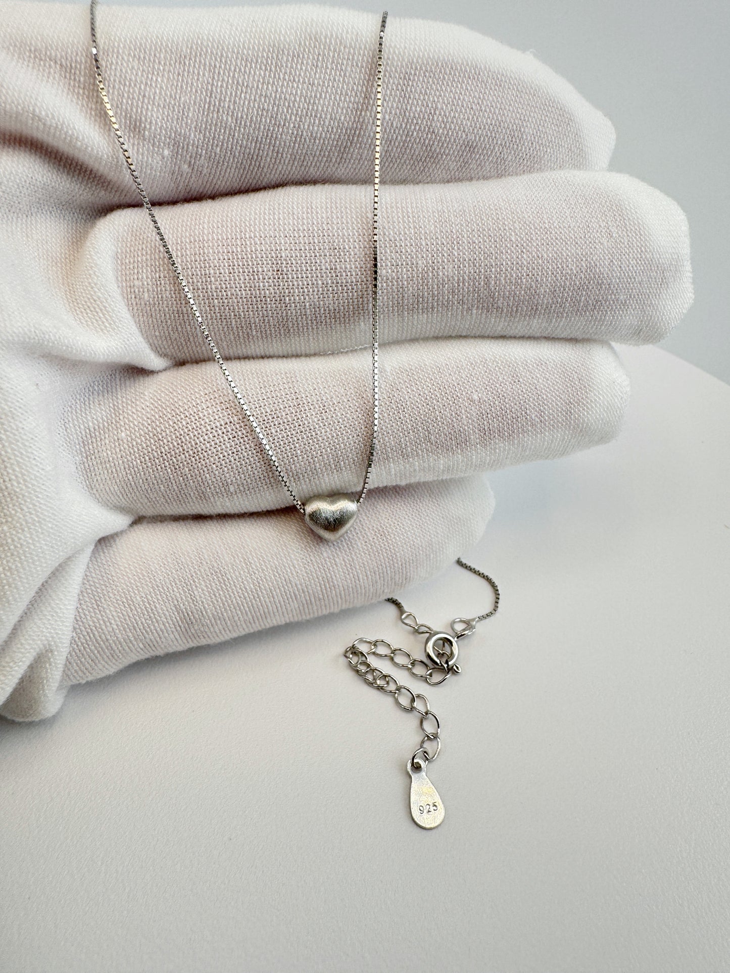 Elysia Heart Silver Necklace- 925 Sterling, Rhodium Plated, Adjustable 16+2in