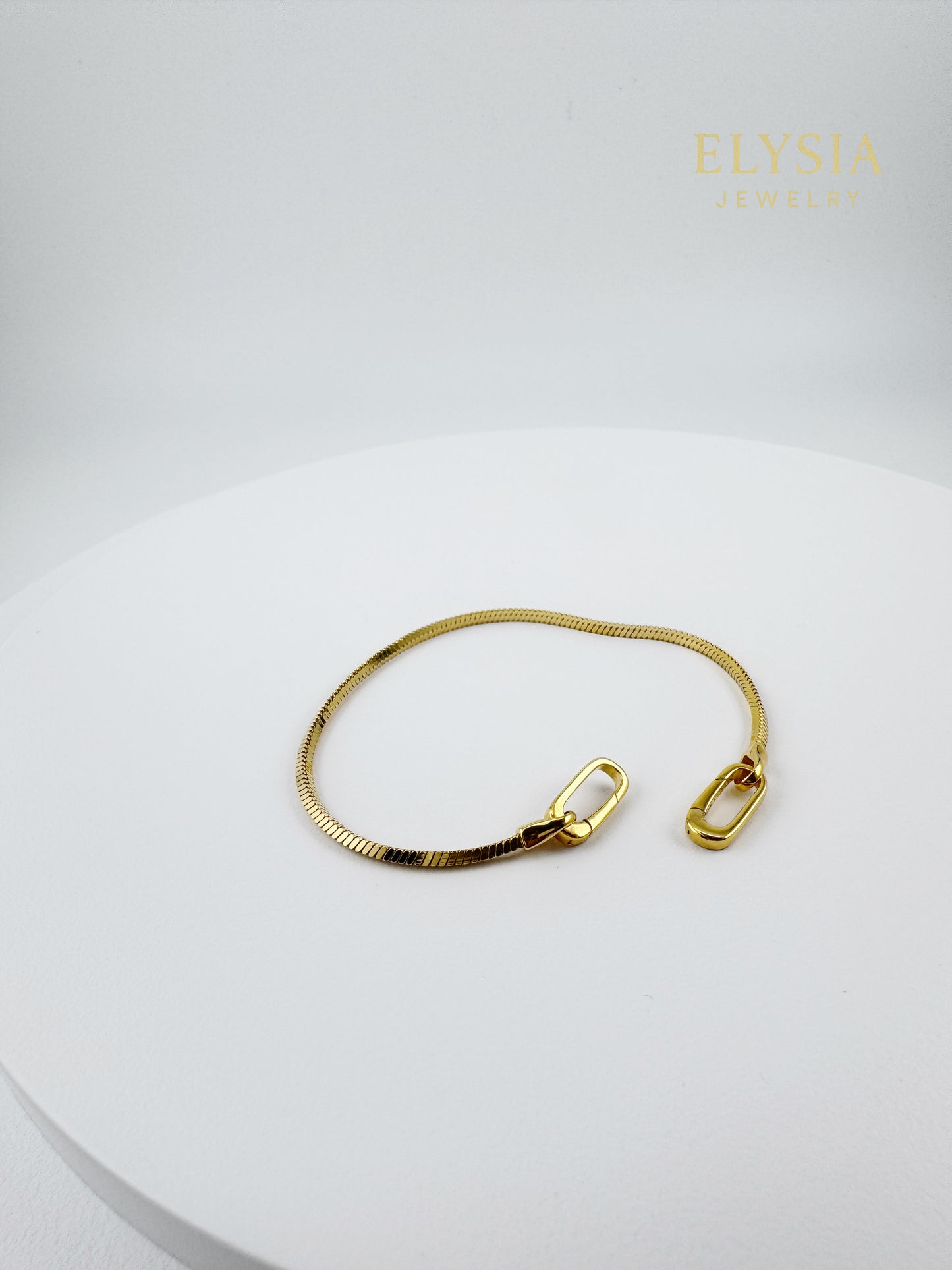 18K Gold Plated 925 Sterling Silver Snake Chain Bracelet — Paperclip Lock