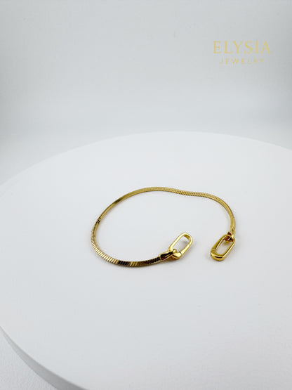 18K Gold Plated 925 Sterling Silver Snake Chain Bracelet — Paperclip Lock