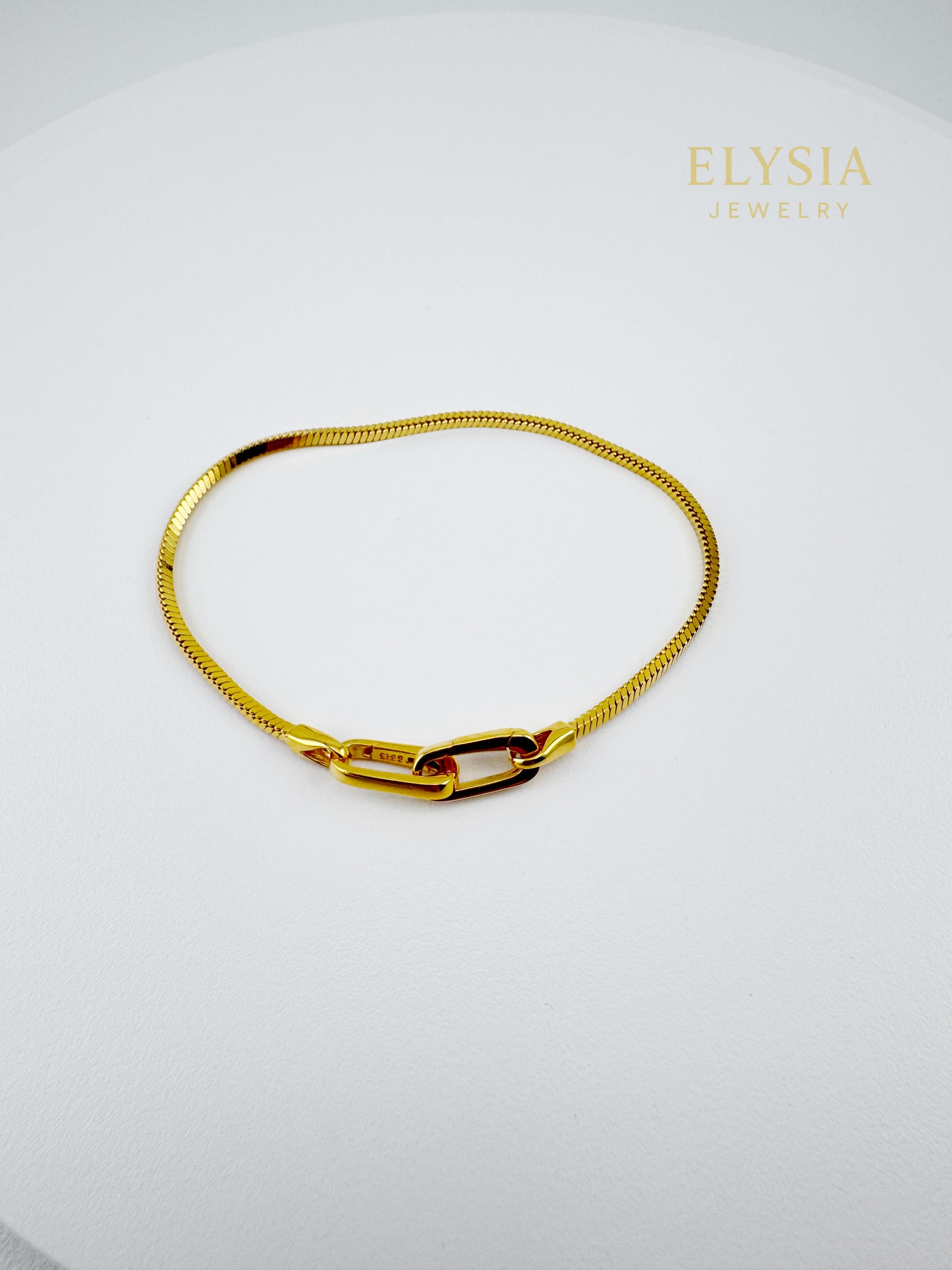 18K Gold Plated 925 Sterling Silver Snake Chain Bracelet — Paperclip Lock