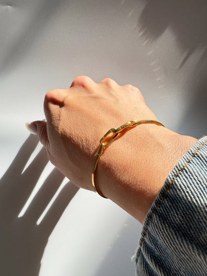 18K Gold Plated 925 Sterling Silver Snake Chain Bracelet — Paperclip Lock