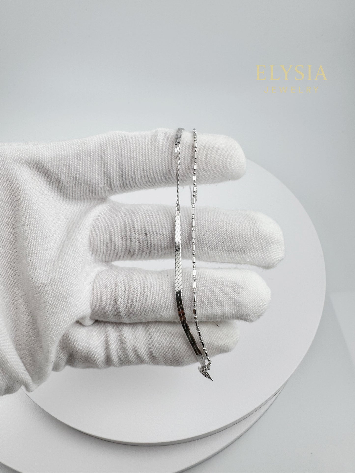 18K Gold Plated S925 Double-Layer Bracelet — Minimalist Snake & Bead Chain