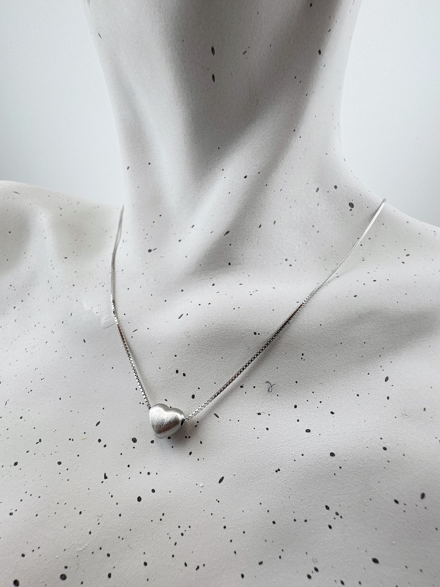 Elysia Heart Silver Necklace- 925 Sterling, Rhodium Plated, Adjustable 16+2in