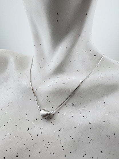 Elysia Heart Silver Necklace- 925 Sterling, Rhodium Plated, Adjustable 16+2in
